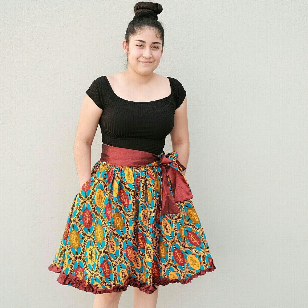 Women African print knee length Skirt